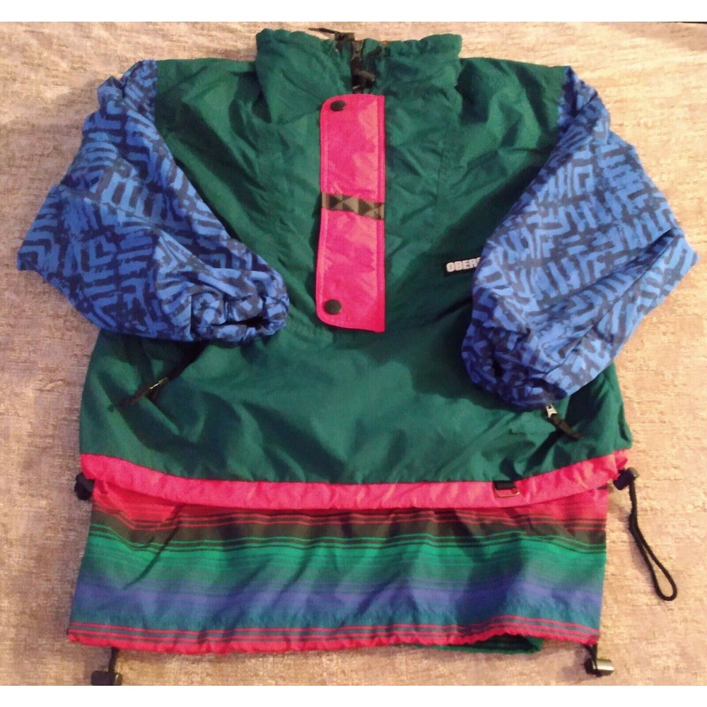 VTG Obermeyer Junior Pullover Jacket 1/2 Zip Waterproof Windbreaker Multicolor